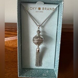 Lucky Brand Silver-Tone Orb Tassel Necklace